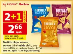 Auchan Tortilla chips solone, serowe lub słodkie chili oferta
