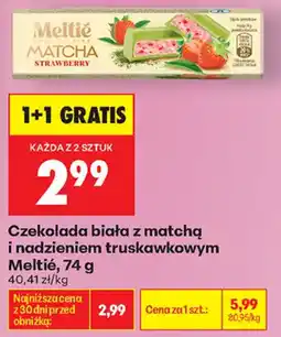 Biedronka Czekolada biała z matchą i nadzieniem truskawkowym Meltié oferta
