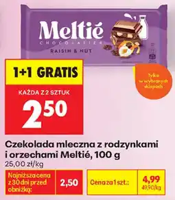 Biedronka Czekolada mleczna z rodzynkami i orzechami Meltié oferta