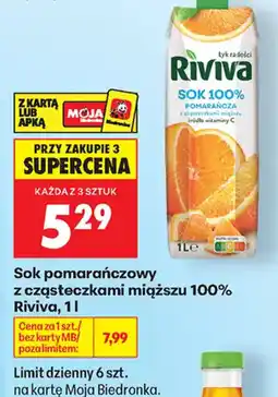 Biedronka Sok pomarańczowy z cząsteczkami miąższu 100% Riviva oferta