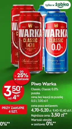 Żabka Piwo Warka Classic, Classic 0.0% oferta