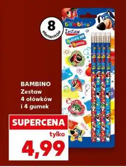 Kaufland Bambino Zestaw 4 ołówków i 4 gumek oferta