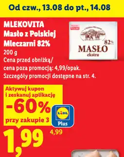 Lidl MLEKOVITA Masło z Polskiej Mleczarni 82% oferta