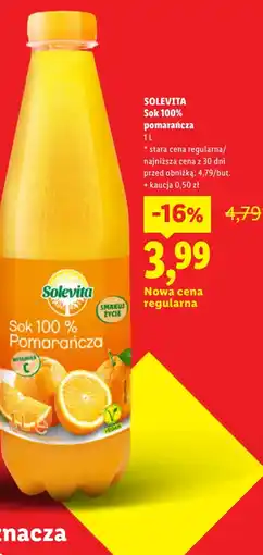 Lidl Sok 100% pomarańcza Solevita oferta