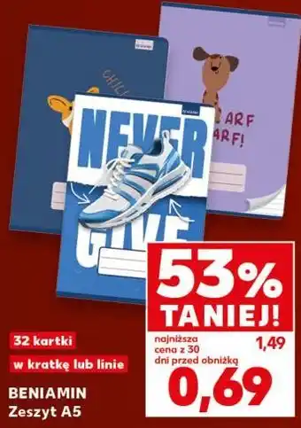 Kaufland BENIAMIN Zeszyt A5 32 kartki w kratkę lub linie oferta