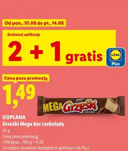 Lidl Goplana Grześki Mega bez czekolady oferta