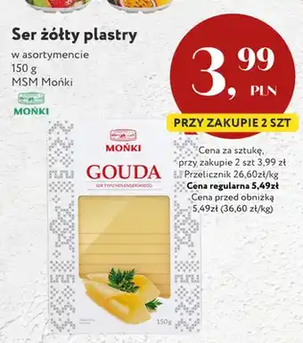 Ser żółty plastry Gouda Mońki