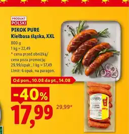 Lidl Kiełbasa śląska XXL Pikok Pure oferta