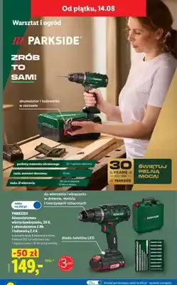 Lidl Akumulatorowa wiertarkowkrętarka Parkside 20V oferta
