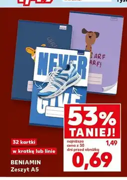Kaufland Zeszyt A5 BENIAMIN 32 kartki w kratkę oferta