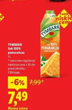 Lidl Sok pomarańcza Tymbark 100% oferta