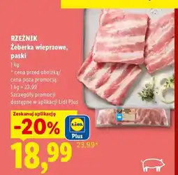 Lidl Żeberka wieprzowe paski Rzeźnik oferta