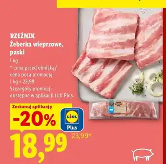 Lidl Żeberka wieprzowe paski Rzeźnik oferta