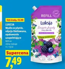 Lidl Mydło w płynie Luksja Soczyste Jagody opakowanie uzupełniające oferta