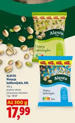 Lidl Pistacje kalifornijskie prażone niesolone XXL Alesto oferta