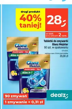 Dealz Tabletki do zmywarki Glanz Meister Alles in 1 oferta