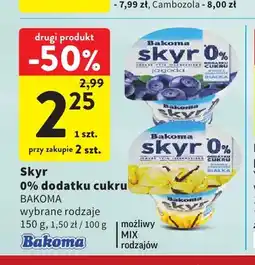 Intermarche Jogurt typu islandzkiego Skyr dodatku cukru Bakoma 0% oferta