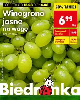 Biedronka Winogrono jasne na wagę oferta
