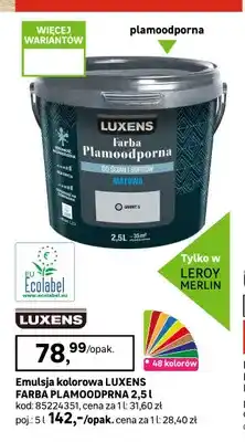 Leroy Merlin Emulsja kolorowa Luxens Farba Plamoodporna oferta
