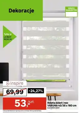 Leroy Merlin Roleta dzień i noc Inspire Varuna 40/36x160 cm oferta