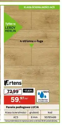 Leroy Merlin Panele podłogowe Artens Lucia 8 mm AC5 oferta