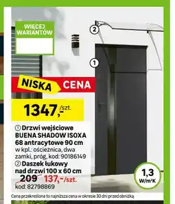 Leroy Merlin Drzwi wejściowe Buena Shadow Isoxa 68 antracytowe oferta