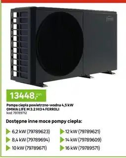 Leroy Merlin Pompa ciepła powietrzno-wodna Ferroli Omnia Life M 3,2 HI3 4 4,5kW oferta