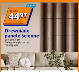 Action Drewniane panele ścienne zaokrąglone 4-pak 60x30x1 cm oferta