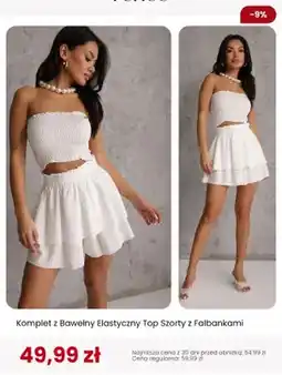 Renee Komplet z bawełny elastyczny top szorty z falbankami Renee oferta