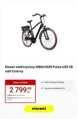 Media Expert Rower elektryczny Mbm E828 Pulse U20 Czarny oferta