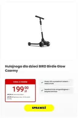 Media Expert Hulajnoga dla dzieci Bird Birdie Glow Czarny oferta
