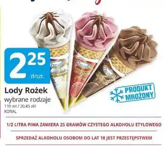 Lody rożek truskawkowe