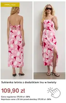 Medicine Sukienka letnia z dodatkiem lnu w kwiaty oferta