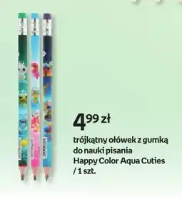 Empik Trójkątny ołówek z gumką do nauki pisania Happy Color Aqua Cuties oferta