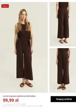 Greenpoint Spodnie damskie luźne brązowe przed kostkę Greenpoint oferta
