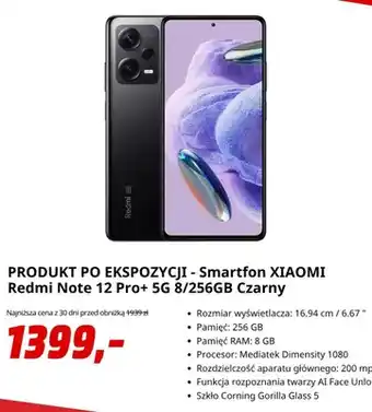 Smartfon Xiaomi Redmi Note 12 Pro+ 5 g 8/256GB Czarny