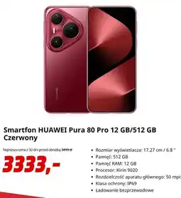 Media Markt Smartfon Huawei Pura 70 Pro 12GB/512GB Czerwony oferta