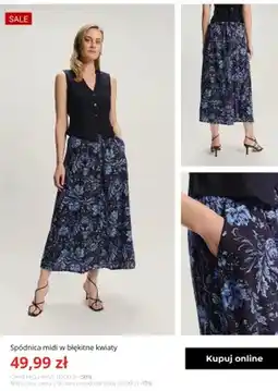 Greenpoint Spódnica midi w błękitne kwiaty Greenpoint oferta