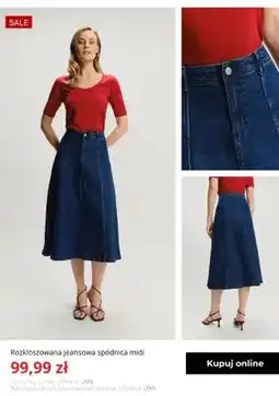 Greenpoint Spódnica jeansowa rozkloszowana midi Greenpoint oferta