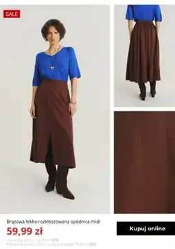 Greenpoint Spódnica midi brązowa lekko rozkloszowana Greenpoint oferta