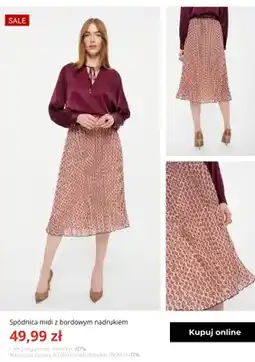 Greenpoint Spódnica midi z bordowym nadrukiem Greenpoint oferta