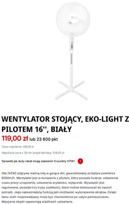 Orlen Wentylator stojący Eko-Light z pilotem 16, biały oferta