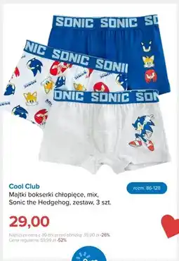 Smyk Majtki bokserki chłopięce Cool Club Sonic the Hedgehog 3-pak oferta