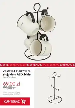 Homla Zestaw 4 kubków ze stojakiem Alix biały oferta
