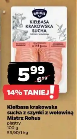 Netto Kiełbasa krakowska sucha z szynki z wołowiną Mistrz Rohus oferta