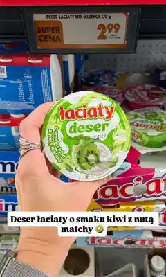 Biedronka Deser Łaciaty o smaku kiwi z nutą matchy oferta