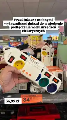Biedronka Przedłużacz z wyłącznikami Hykker oferta