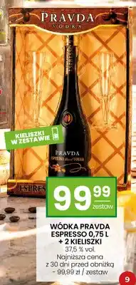 Twój Market Zestaw wódka Pravda Espresso 0,75 l + 2 kieliszki oferta