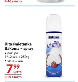 Makro Bita śmietanka Bakoma spray oferta