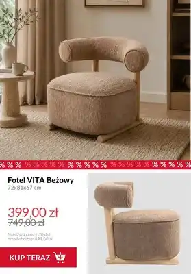Fotel Vita beżowy 72x81x67 cm